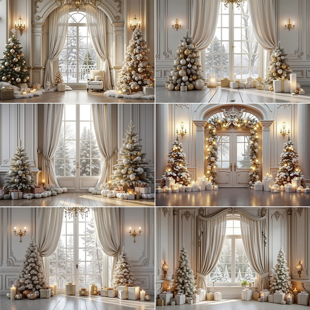 

MOON.QG 2024 Christmas Photography Background Decoration Gifts Hall Photocall Backdrop Children Photo Studio Photozone Props