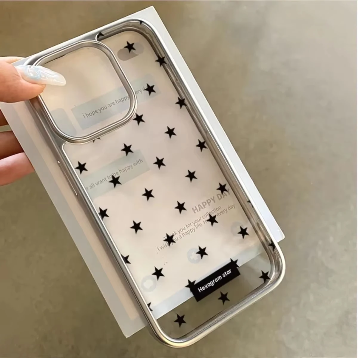 Coque Souple Y2K Étoiles Noires Plein Écran Style Coréen Ins pour iPhone 17 Air 16 Pro Max 15 14 13 12 11 Pro Max XR XS Max 7 8 Plus