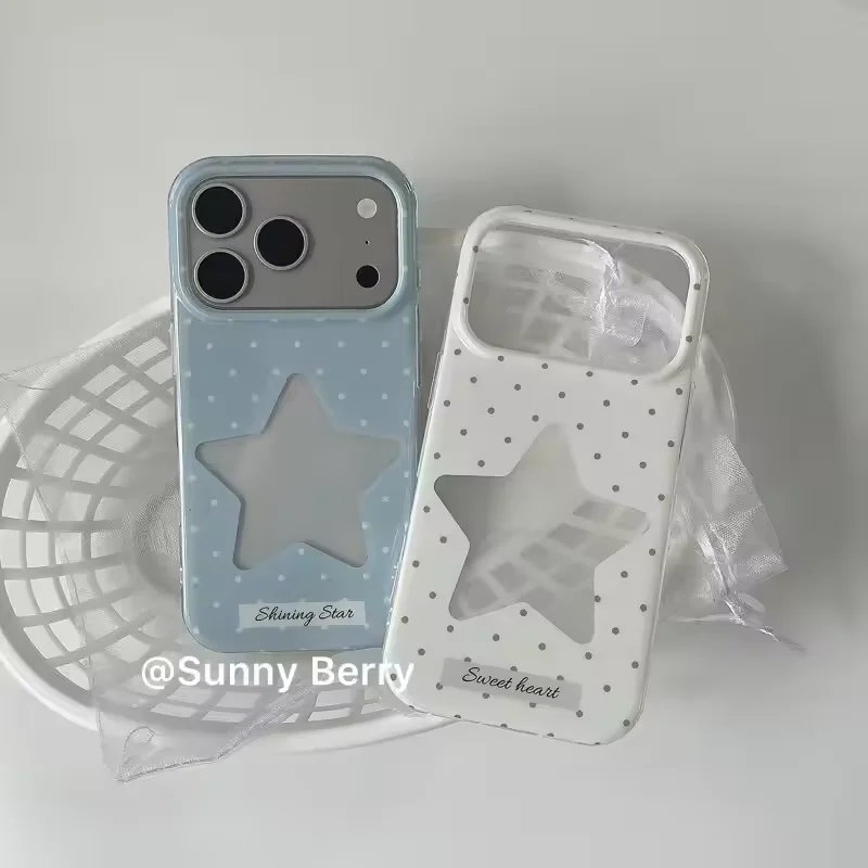 Minimalist Fresh Blue and White Polka Dot Phone Case For IPhone 17 16 15 14 13 12 11 Pro Max 17air 16e MINI XS XR 8 7 Plus Cover view 2