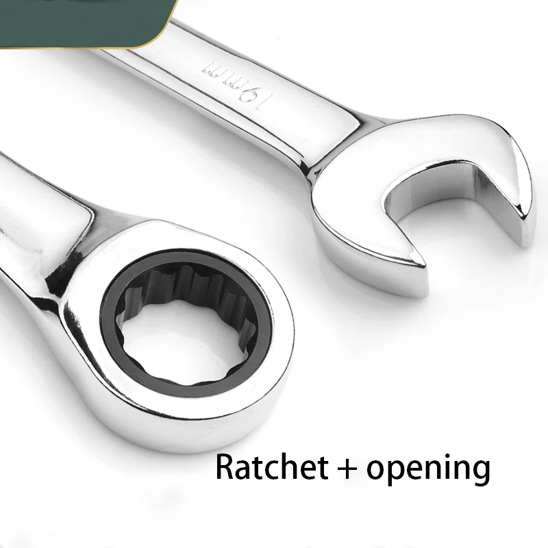 Dual Heads Ratchet Wrench Spanner Fixed Head Mirror Polish  Ratcheting High Torque Multi  Tool  Spanner Repair Hand Tool