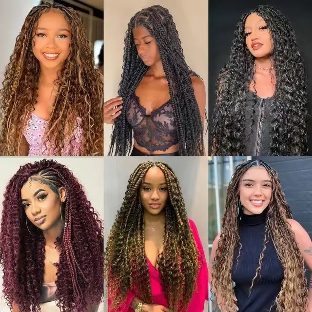 شعر مموج عميق للتضفير 20 بوصة 2 حزم شعر تجديل صناعي أسود طبيعي لضفائر بوهو بدون لحمة رطبة