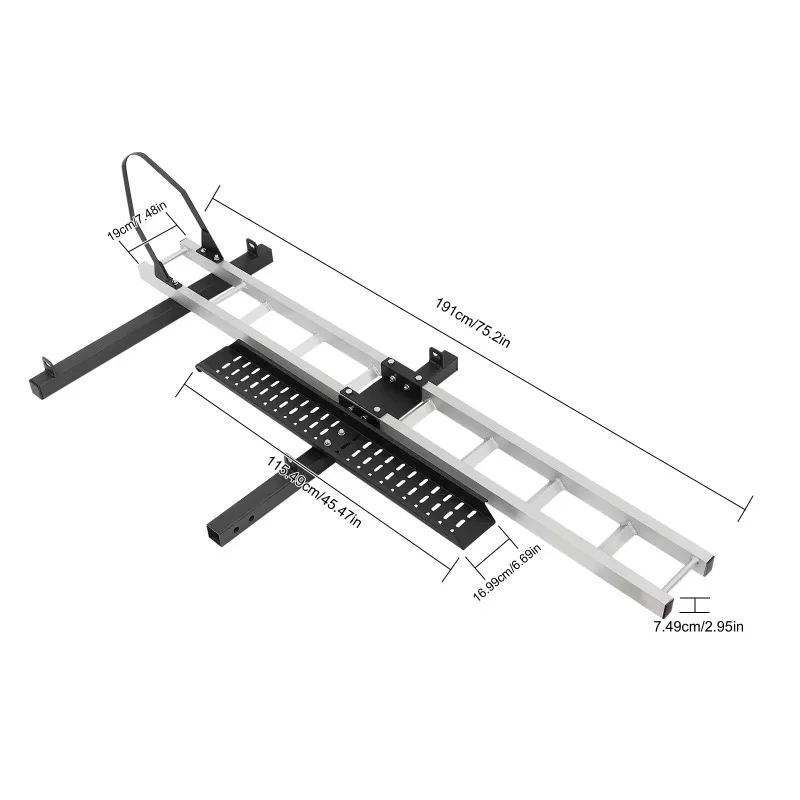 【2026】Rear Trailer Motorcycle Hitch Carrier Dirt Bike Scooter Hauler Hitch Steel Mount Rack Ramp  Wobble Tilt Max Load - view 2