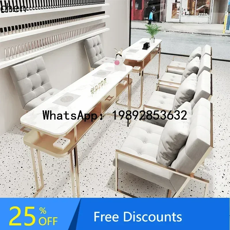 cleaner manicure table and chair set single and double three-person manicure table full set rock slab manicure table