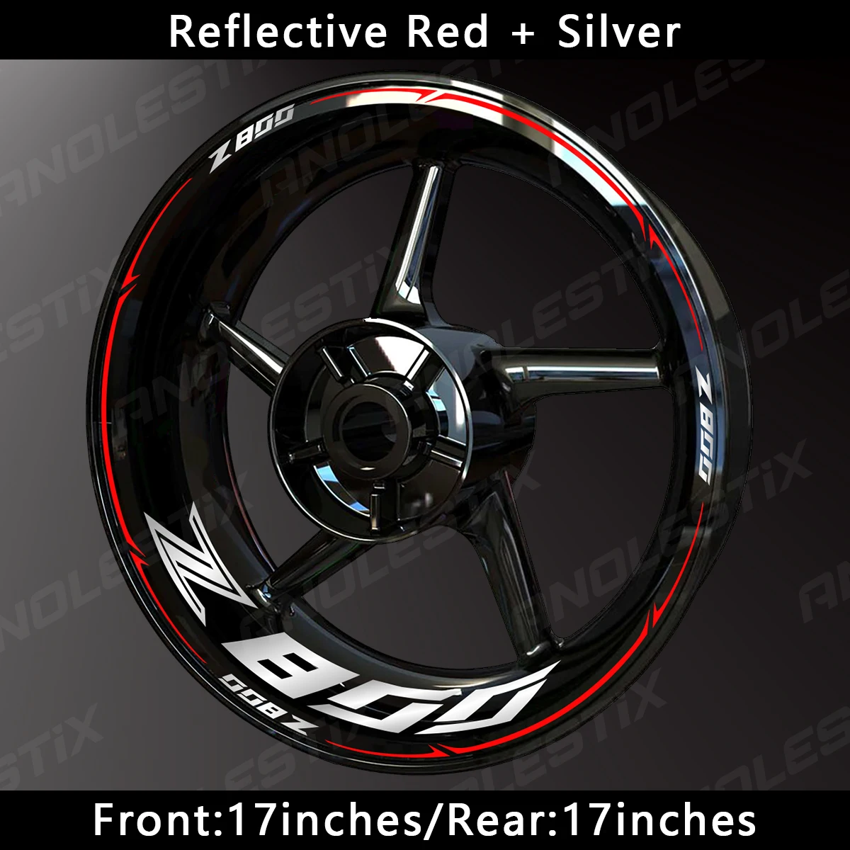 AnoleStix-Reflective Adesivo Da Roda Da Motocicleta, Hub Decal, Rim Stripe Tape para Kawasaki Z800