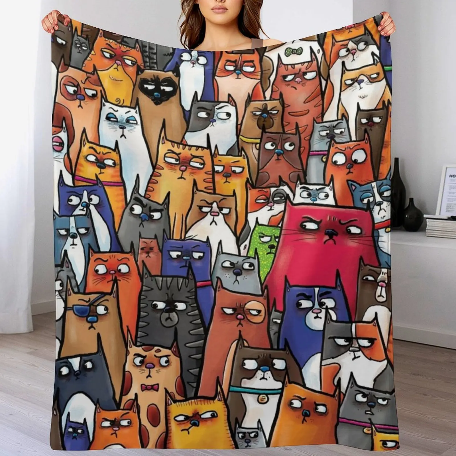 

Suspicious Kitties Throw Blanket Custom Nap blankets and throws valentine gift ideas Blankets