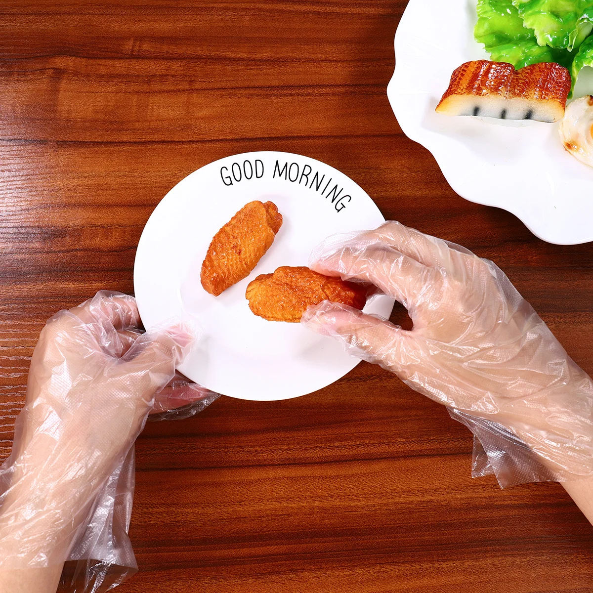 

100Pcs Disposable Transparent Polyethylene Food Gloves Extra Length One Size Food Handling Safety Plastic Pe Gloves