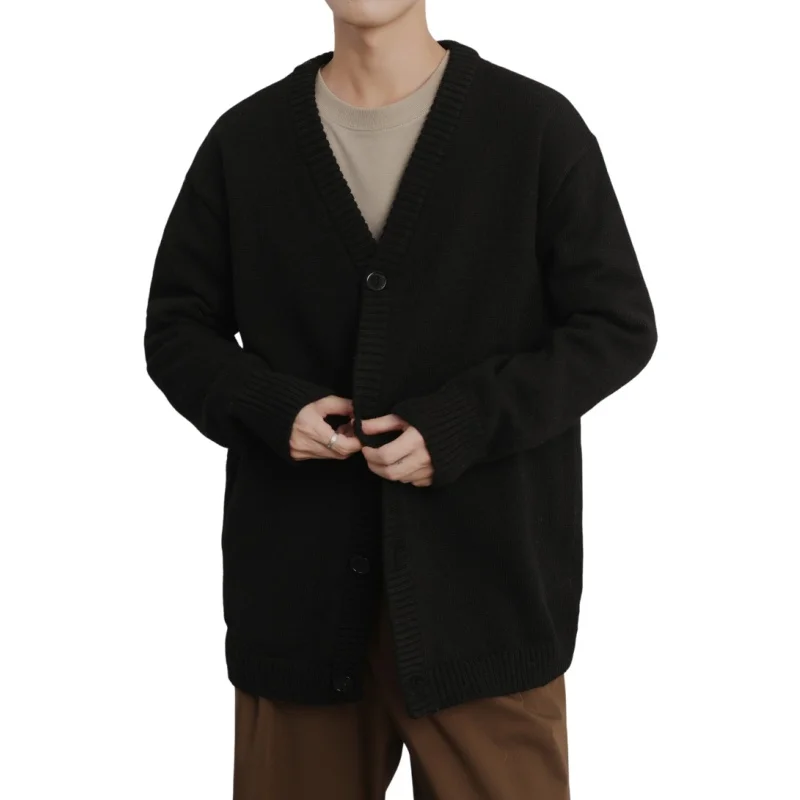 

Зимний мужской модный свободный удобный вязаный кардиган с v-образным вырезом, осенне-зимний модный повседневный универсальный кардиган в стиле ретро