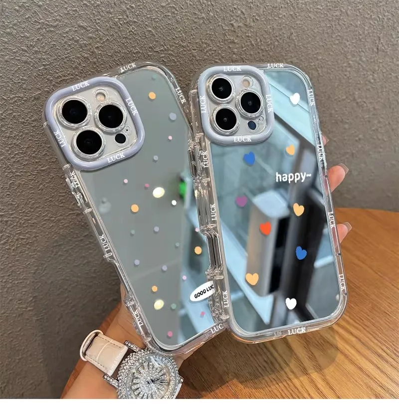 

Модный чехол для телефона Mirror Love Wave Point из ТПУ для iPhone 17, Pro Max, 16 Plus, 15, 14, 13, 12, 11, задняя крышка XSMax