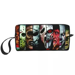 Custom Halloween Horror Movie Character Toiletry Bag for Women Makeup Cosmetic Organizer Ladies Beauty Storage Dopp Kit Box