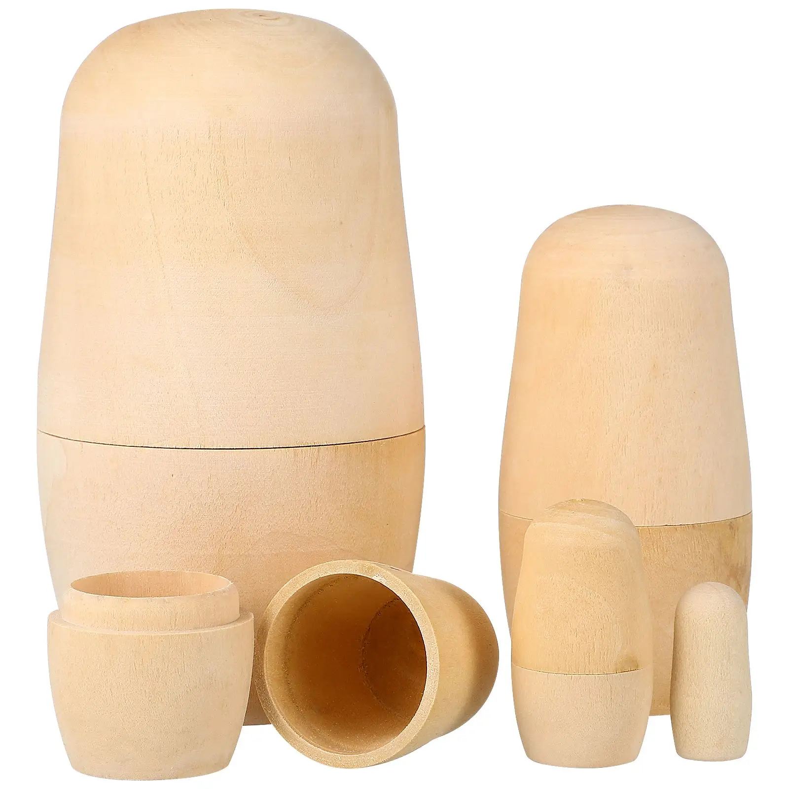 Blank Russian Dolls DIY Nesting Matryoshka Toy Desktop Unpainted Wooden Crafting