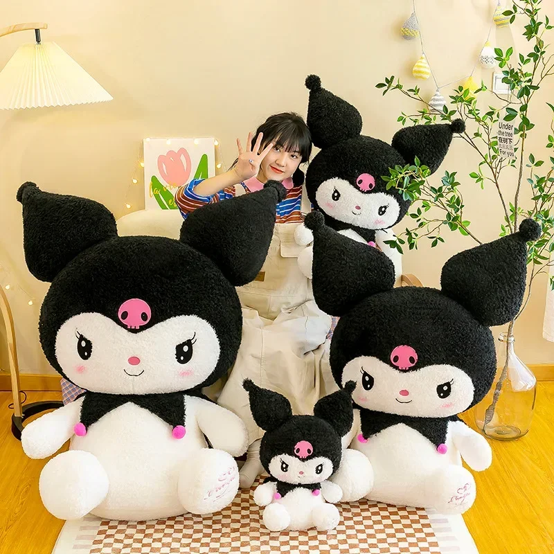 Jouet en peluche Sanurgente Kuromi pour enfants, grande taille, Kawaii, beurre, dessin animé anime, décoration d'intérieur, oreiller mignon, cadeau d'anniversaire et de Noël, 70cm