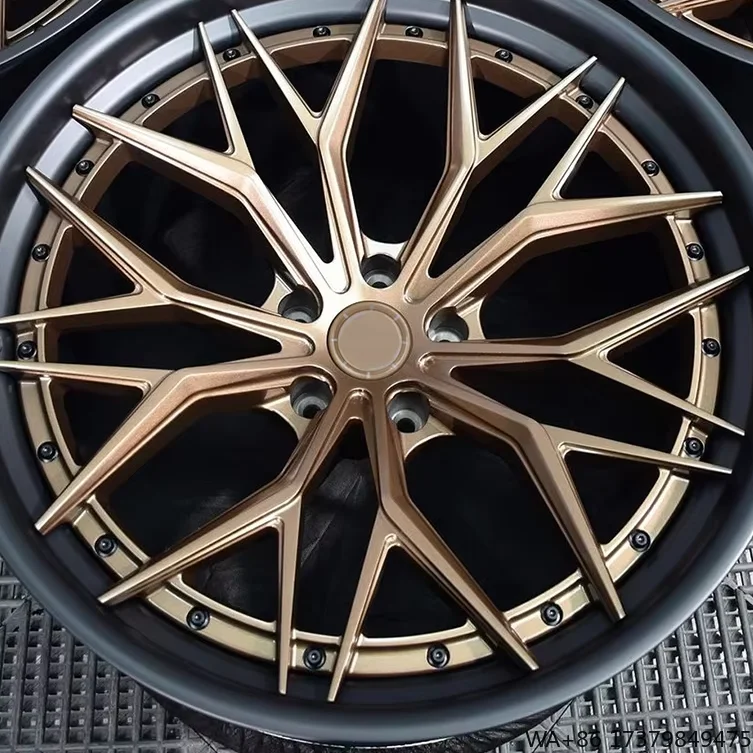

OEM Роскошный 2-компонентный обод колеса автомобиля из кованого сплава с глубокой вогнутой бронзой 5x114,3 5x120 5x130 18 19 20 21 22 24-дюймовые спицевые проволочные колеса