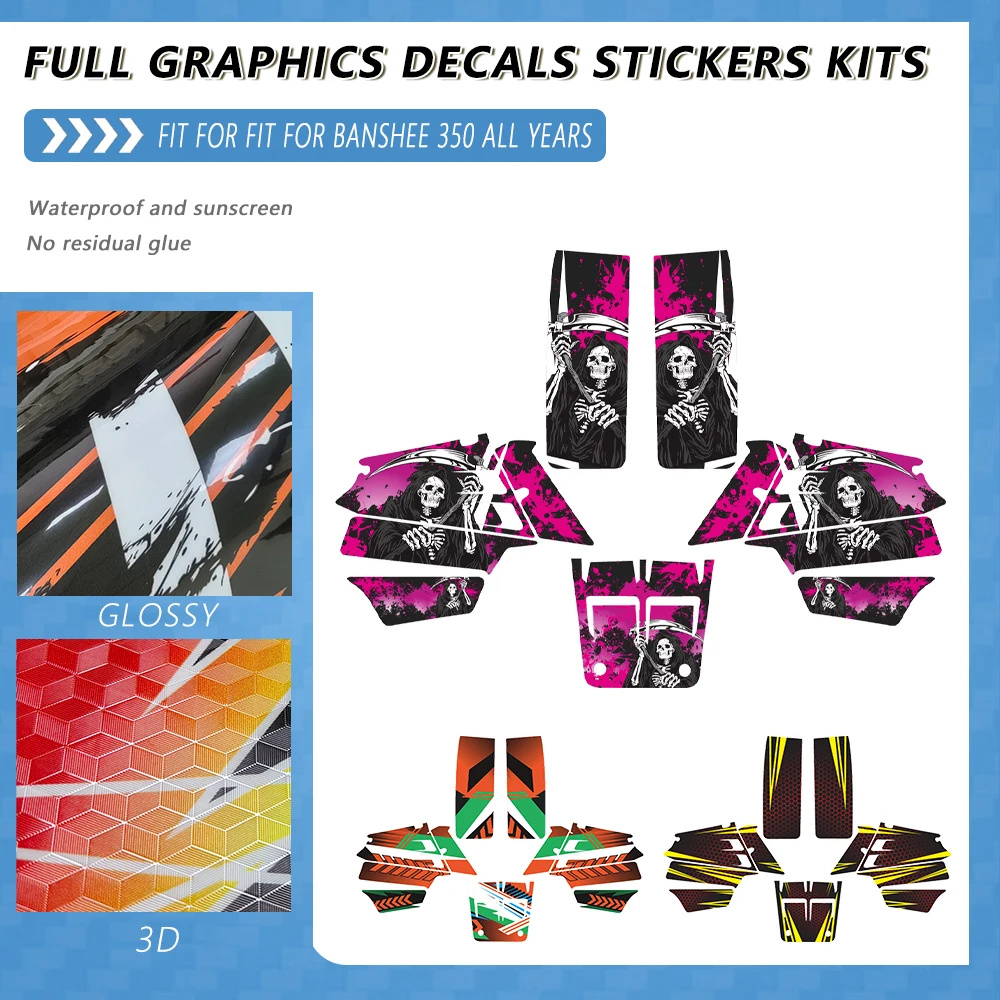 Fit for Yamaha Banshee 350 YFZ350 YFZ 350 All Years ATV Full Fairing Graphics Background Decals Sticker Kit