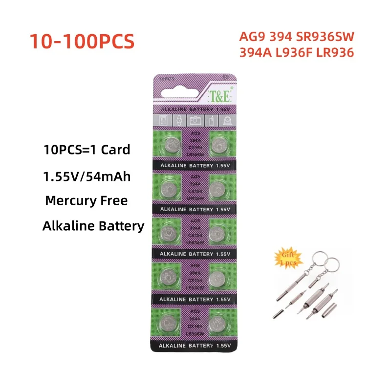 10-100PCS Battery AG9 394 LR936 394A L936F SR936SW Cell Coin Batteries For Watch Toys Remote