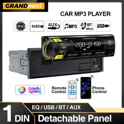 Grandnavi 1Din MP3 Car Radio Audio Stereo FM Aux Input Receiver SD/USB 12V With In-dash Bluetooth Multimedia Auto Radio Player