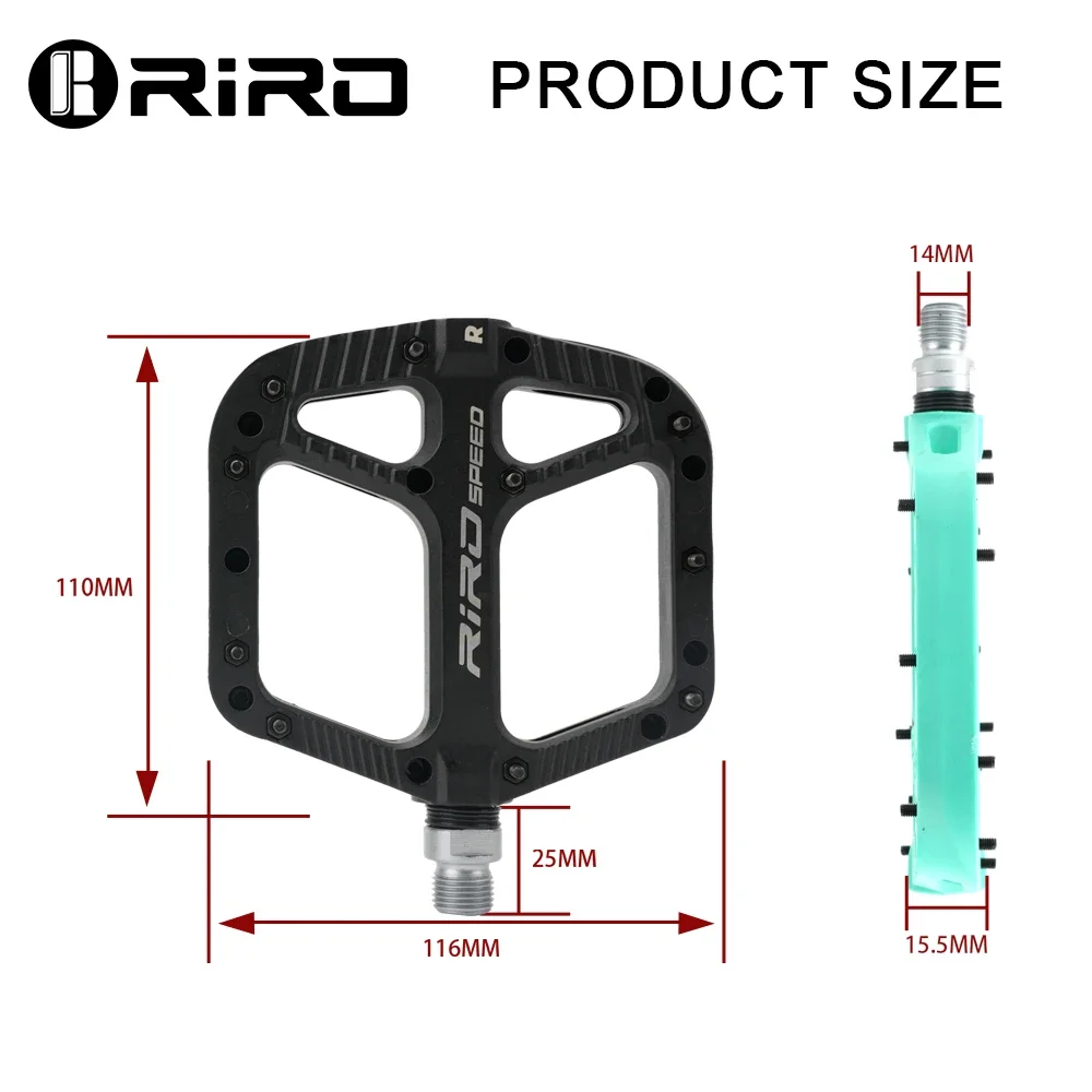 RIRO NL75 High Strength Nylon Bicycle Pedal DU+Seal Bearings Structure Mountain Bike Pedals M14 Thread Non-Slip Cycling Pedal