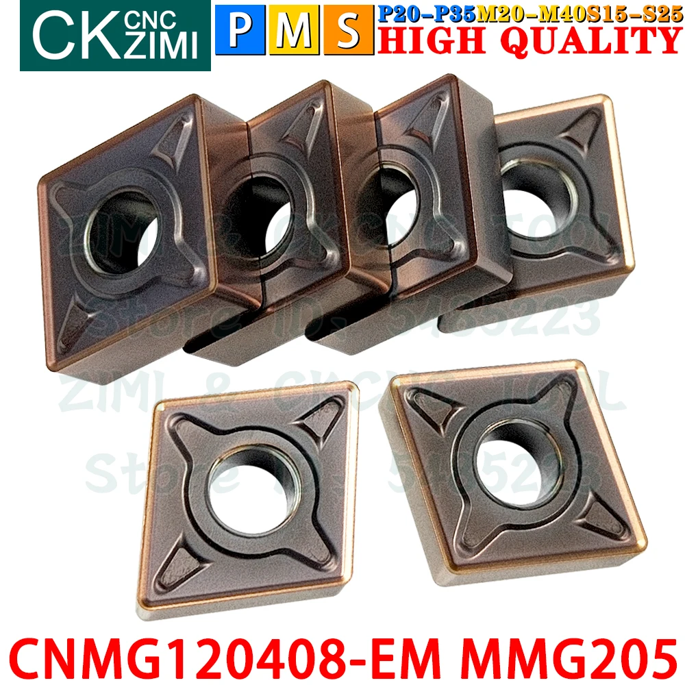 CNMG120408-EM MMG205 CNMG 120408 EM MMG205 إدراجات كربيد خارجية أدوات إدراج تحول CNMG1204 EM EF CNC مخرطة معدنية ميكانيكية أدوات قطع تحول