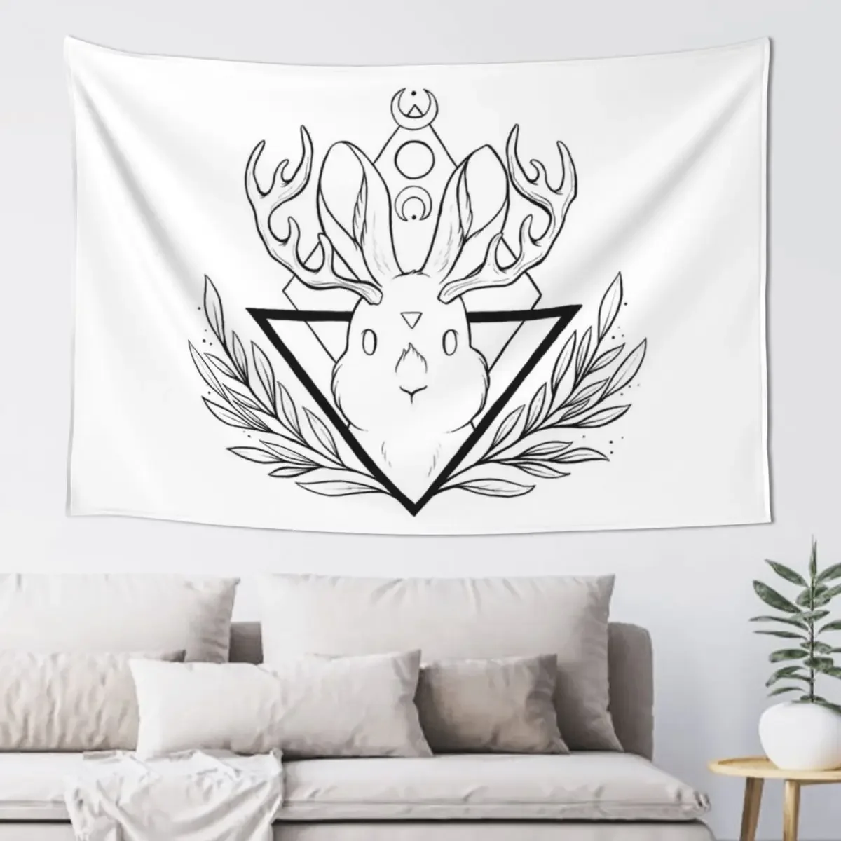 

Lunar Rabbit / Jackalope | Nikury Tapestry Japanese Room Decor Decoration Wall Tapestry
