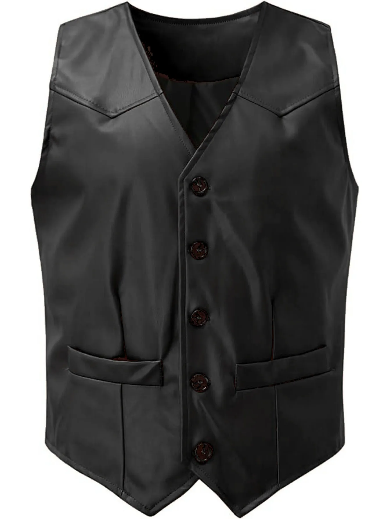 2024 High quality new plus-size men\'s fashion vintage vest men\'s single breasted vest Leather vest men\'s