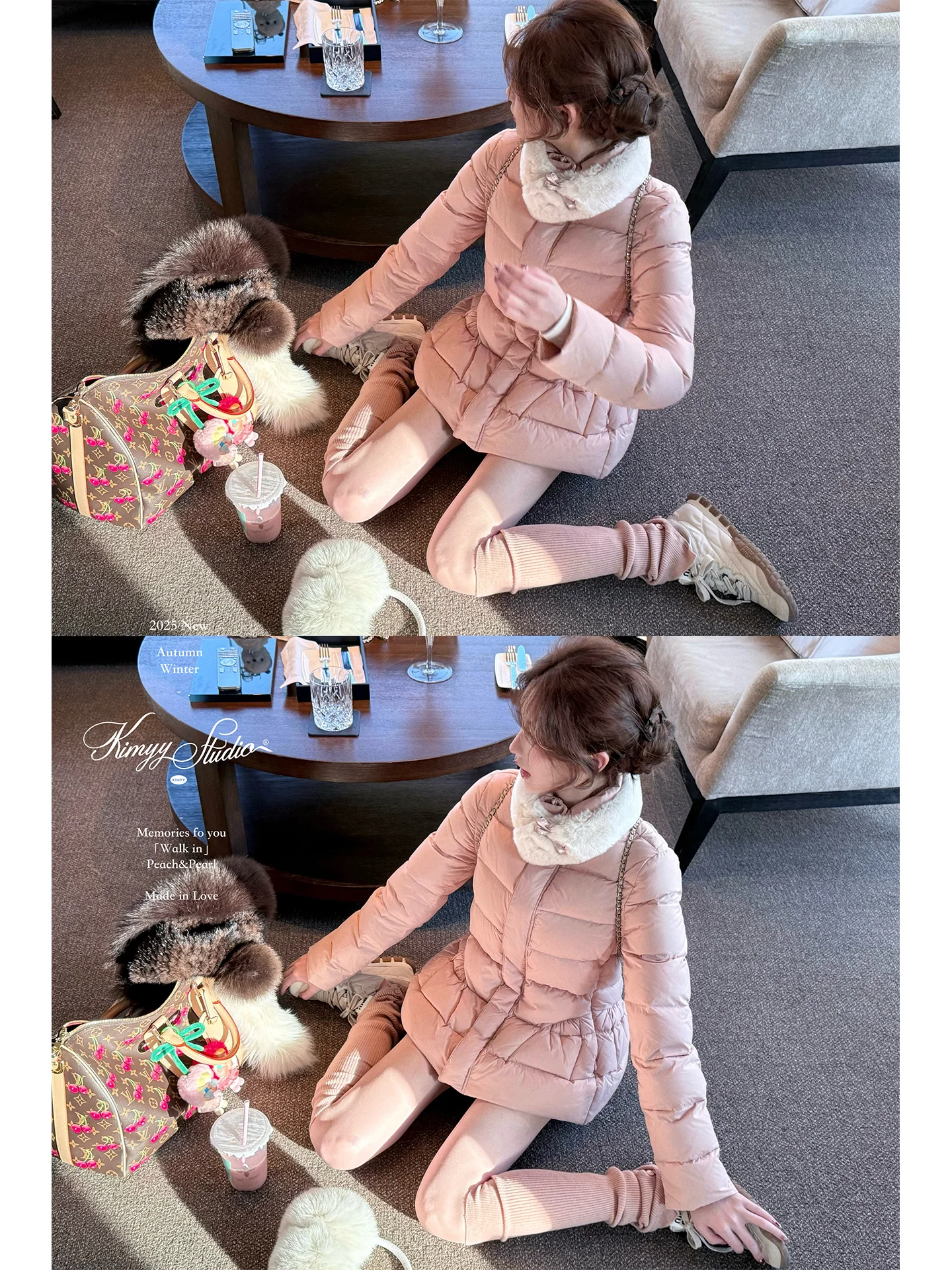 

KIMYY Gold Winter Puffer Jacket Ski Season Warmth Faux Belt Stand Collar Duck down Coat Thickened Nylon Casual Style