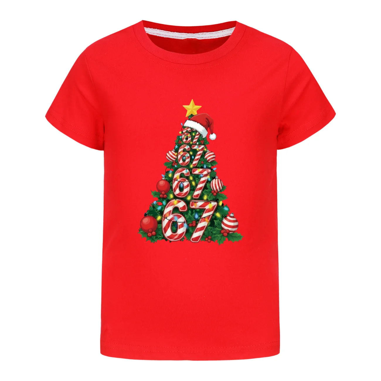 عيد الميلاد ستة سبعة Camisetas الاطفال 67 Brainrot التي شيرت الفتيان الصيف قصيرة الأكمام بلايز الفتيات القطن الخالص تي شيرت ملابس الأطفال #3