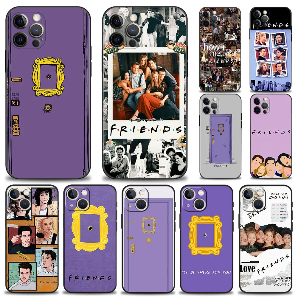 Capa de Porta Roxo Friends TV Show para iPhone, Silicone Soft Bumper, Tampa Traseira, 15, 14, 13, 12, 11 Pro Max, XS, XR, X, 8, 7, 6, 6S Além disso