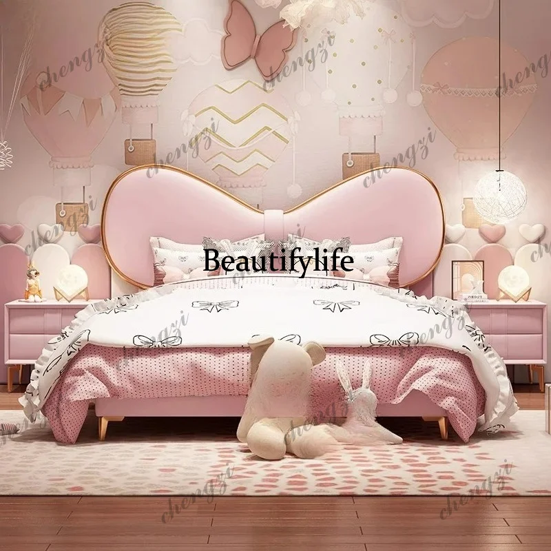 K182  Bedroom Bed Queen Castle Full Girls Space Saving Simple Massage Bed Sleeping Princess Letto Matrimoniale Home Furniture