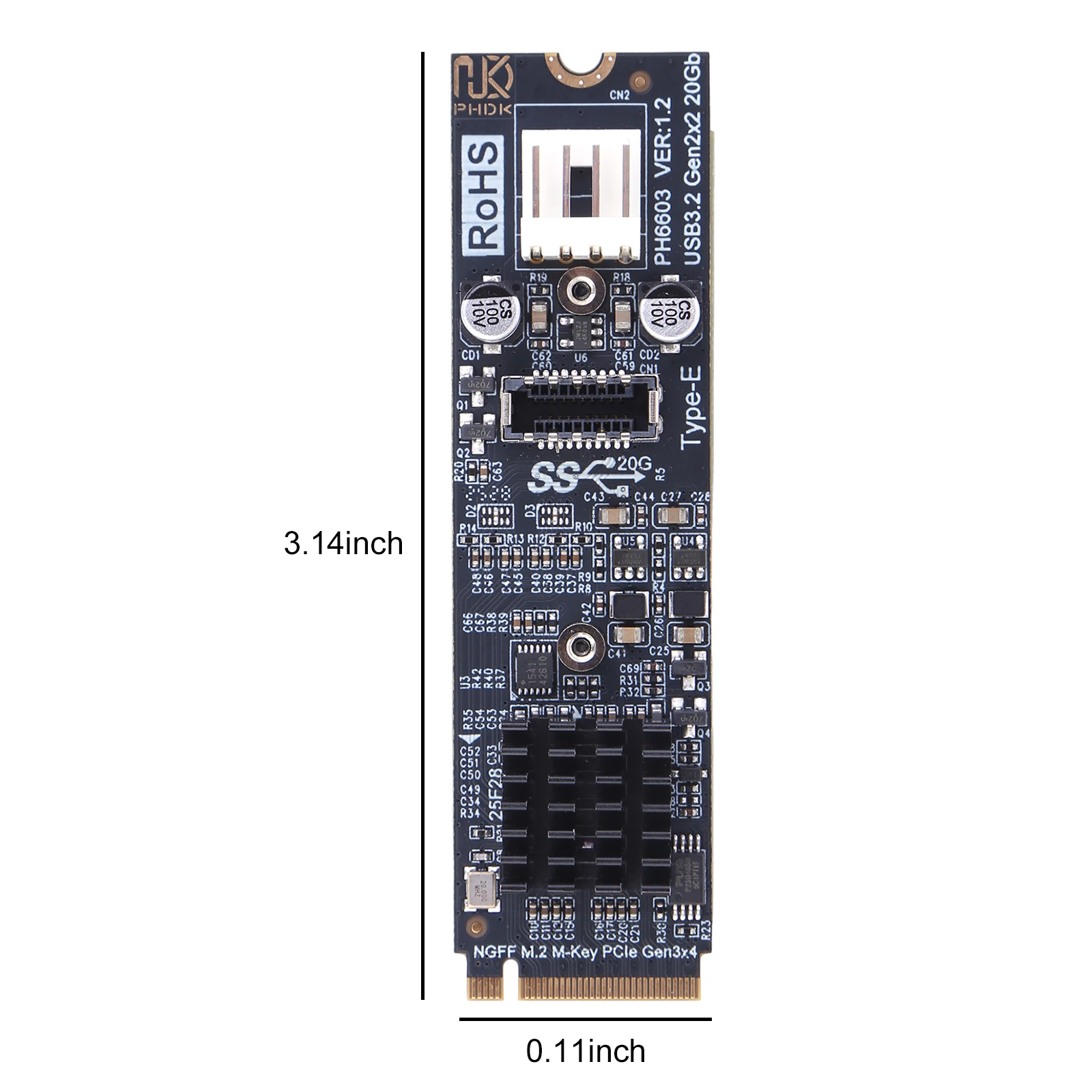

M2 PCIE NVME To TYPE E Expansion Card Riser 20Gbps High Speed M.2 NVME MKEY To USB3.2 Adapter ASM3242 Chipset for Desktop