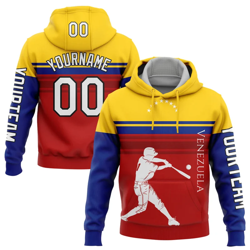 Custom Name Number National Flag Baseball Hoodies Fashion Softball 3D Printed Sweatshirts Oversized Team Uniforms DIY Pullovers