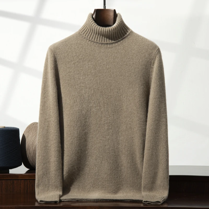 ZOCEPT Plain Turtleneck Sweater Men Winter 100 % Cashmere Thicken Casual Warm Knitted Pullover Thermal High Neck Sweater for Man