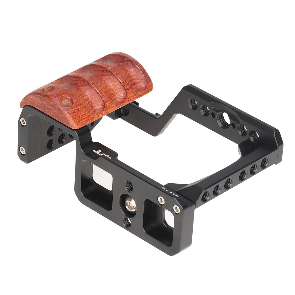 FOTGA ZVE10 Camera Cage Wooden Side Handle Top Hand Grip Quick Release Plate Cage Rig Kit Protective For Sony ZV-E10 DSLR Camera