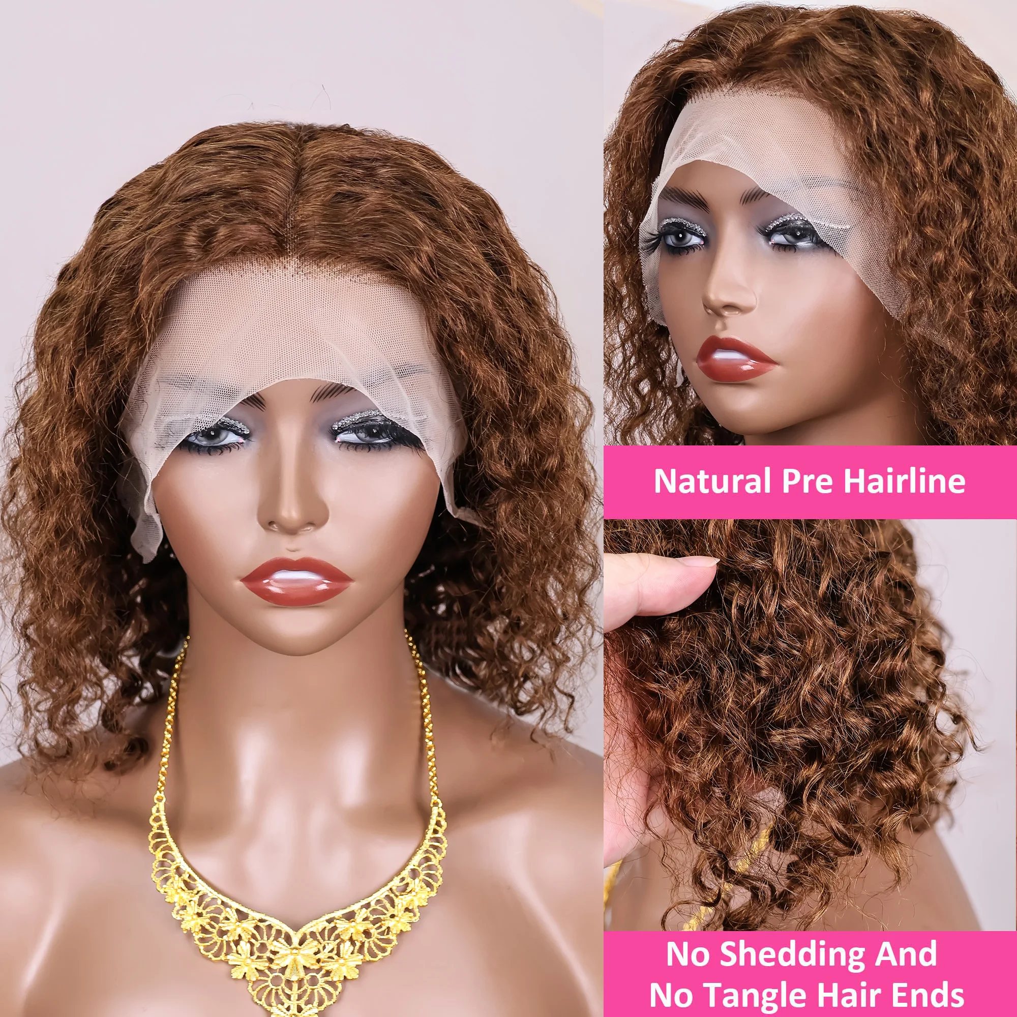 Шоколадно-коричневый вьющийся парик Боб 13x4 Hd Прозрачный парик фронта шнурка Глубокая волна воды Короткий боб Бразильский парик человеческих волос Плотность 200