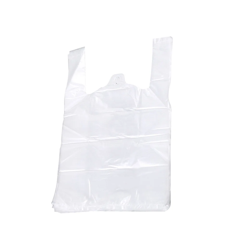 

100pcs White Food Grade Plastic Bag with Handle Food Packaging Bag for Supermarket Store Grocery (20*30)