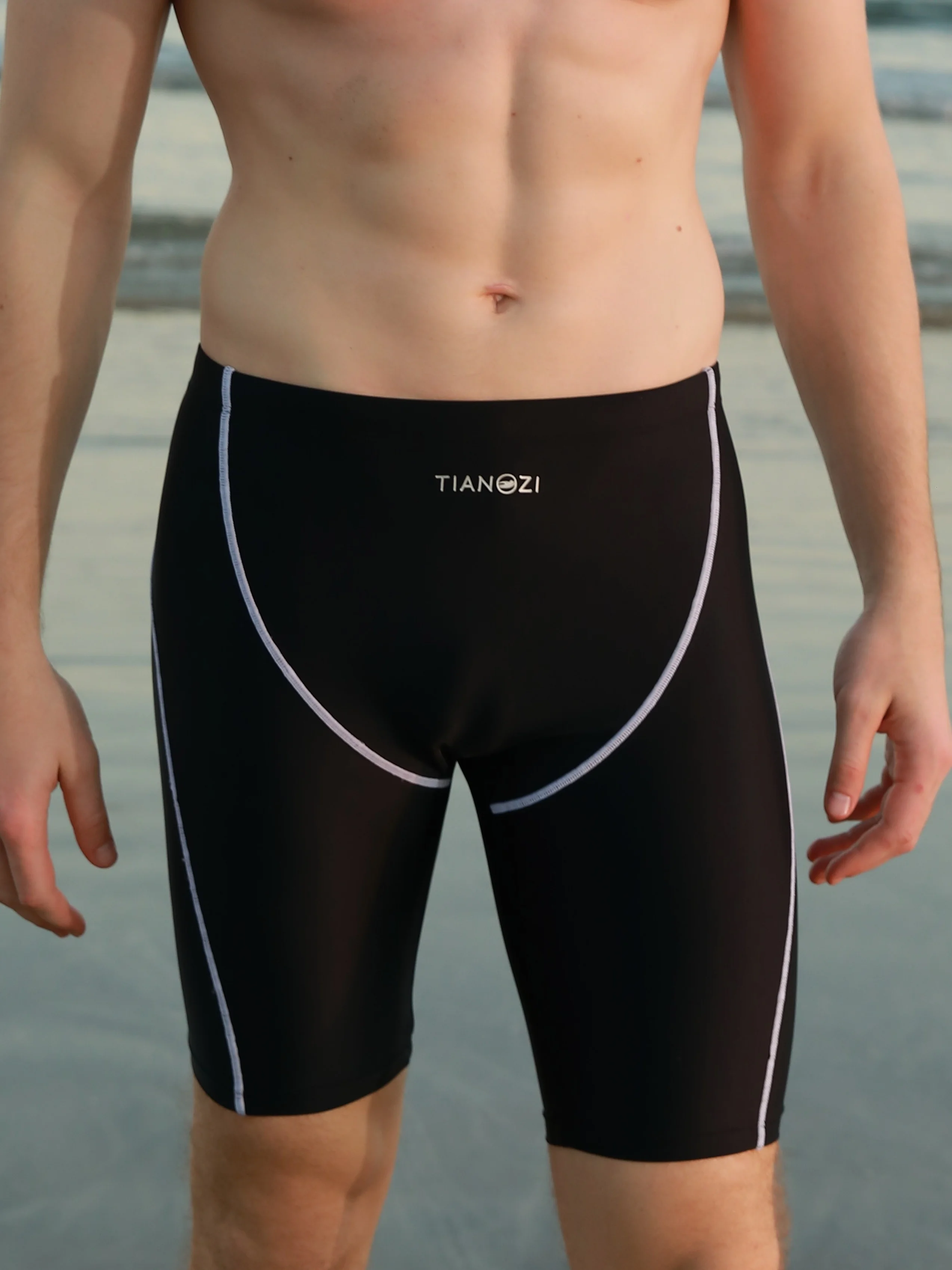 Adult Men's Five-Point Tight Racing Line Quick-Drying Swimming Professional Swimming Trunks