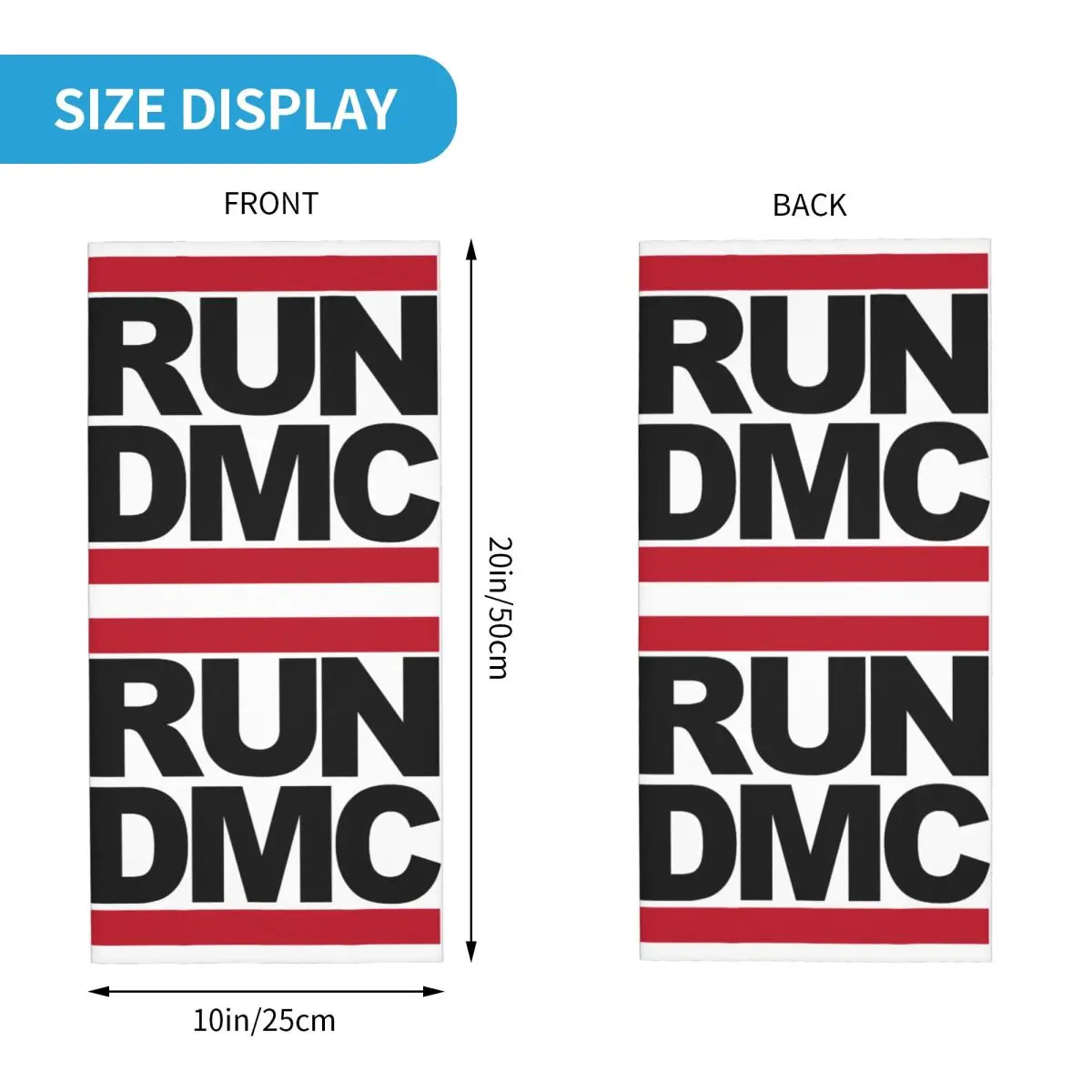 Run DMC Logo Bandana Neck Cover Printed Balaclavas Wrap Scarf Multi-use Headwear Hiking for Men Women Adult Washable