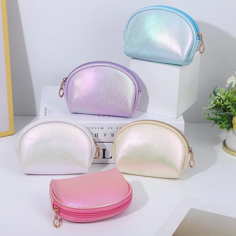 

DHL100pcs Makeup Bags Women PU Shell Shaped Large Capacity Short Coin Purses