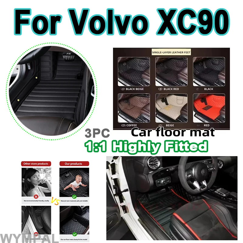

Luxury Leather Car Mats For Volvo XC90 MK1 5 Seat 2002~2014 Floor Mat Set Rug Auto Parts Anti Dirt Pad Car Interior Carpet full