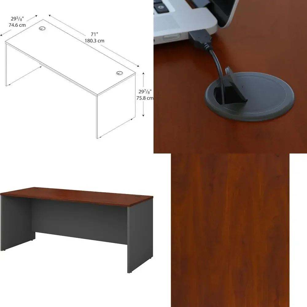

Компьютерный стол Bush Businurniture Series C 72W в цвете Hansen Cherry, большой компьютерный стол для дома и профессионального использования