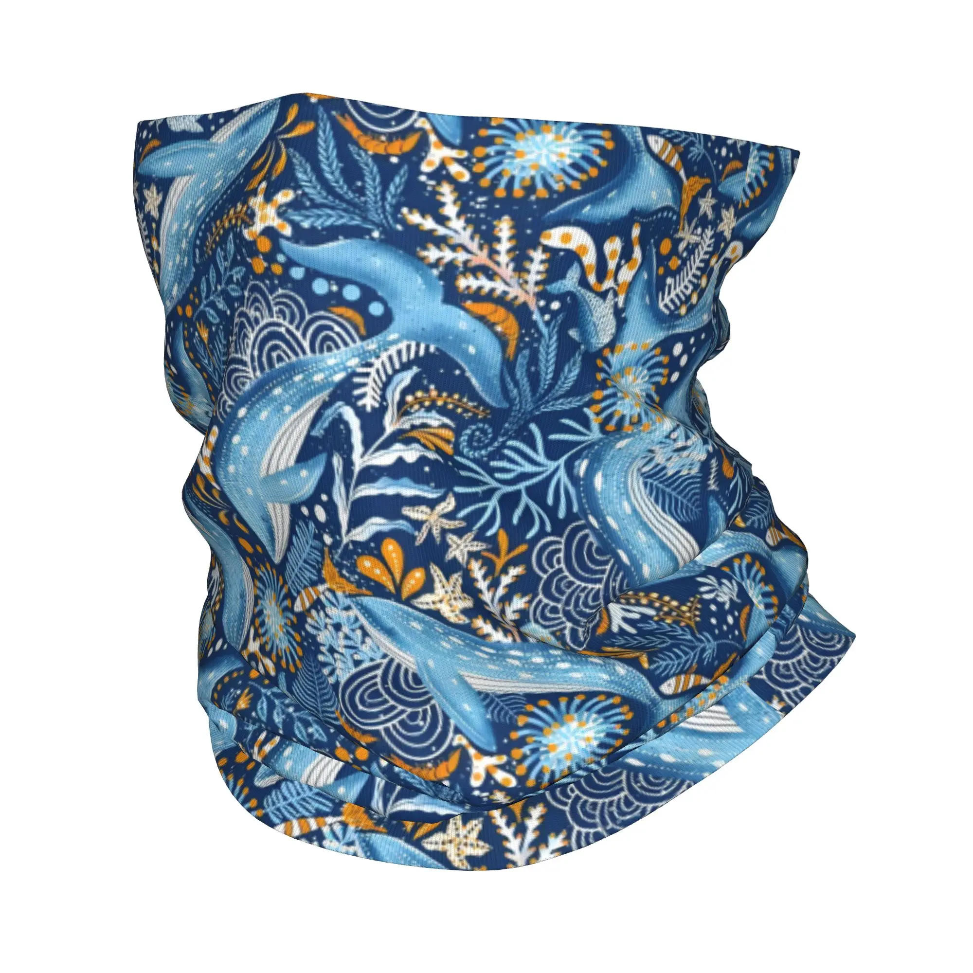 Custom Watercolour Shark Bandana Neck Gaiter Windproof Face Scarf Cover Women Monochrome Ocean Animal Headwear Tube Balaclava