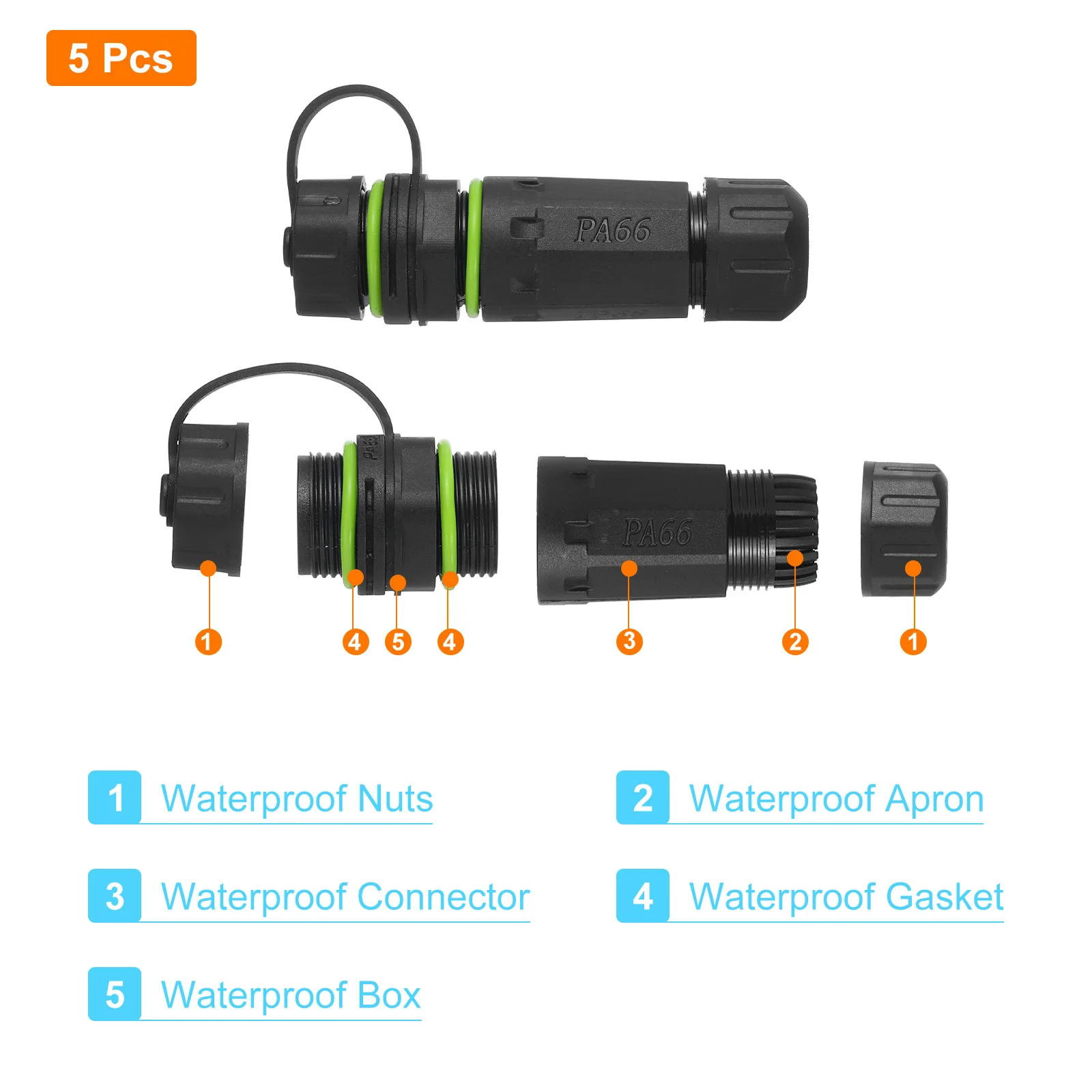 5 Stuks Waterdichte RJ45 Koppeling Dual Head Afgeschermde Vrouw tot Vrouw Waterdichte IP68 Ethernet Outdoor LAN Kabel Connector voor Cat5e