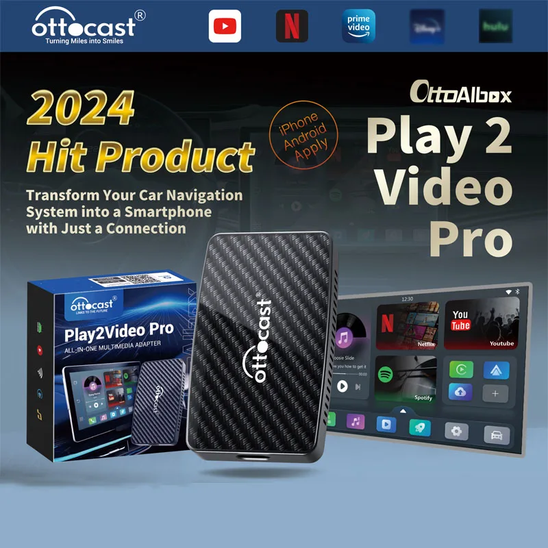 

Ottocast Android Ai Box Wireless CarPlay Android Auto Adapter Built in Youtube Netflix Spotify IPTV for Car with Wired Carplay