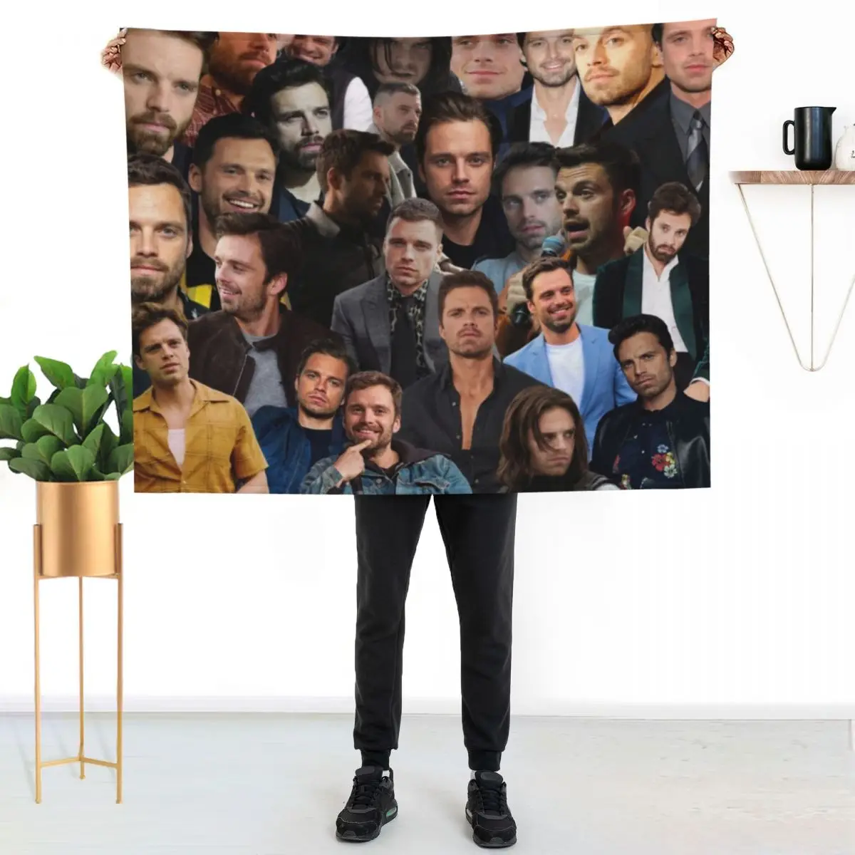 

Sebastian Stan Photo Collage Throw Blanket Soft Comfort Blanket for Reading Watching TV