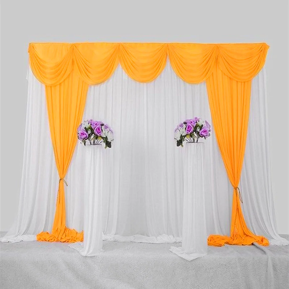 Ice Silk Curtain With Booty for Stage Performance, Wedding Background Cloth, Party Background, 3m X 6m 20ft (w) X 10ft (h)