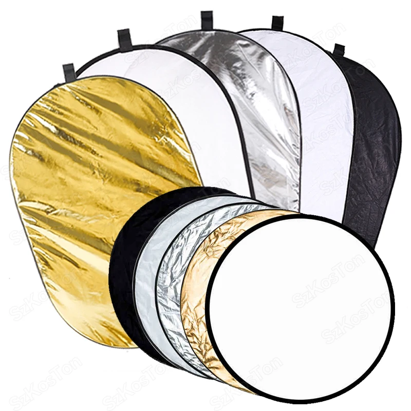 60/80/110CM 5 in 1 Portable Collapsible Light Oval Photography Reflector for Studio Multi Photo Outdoor studio reflector