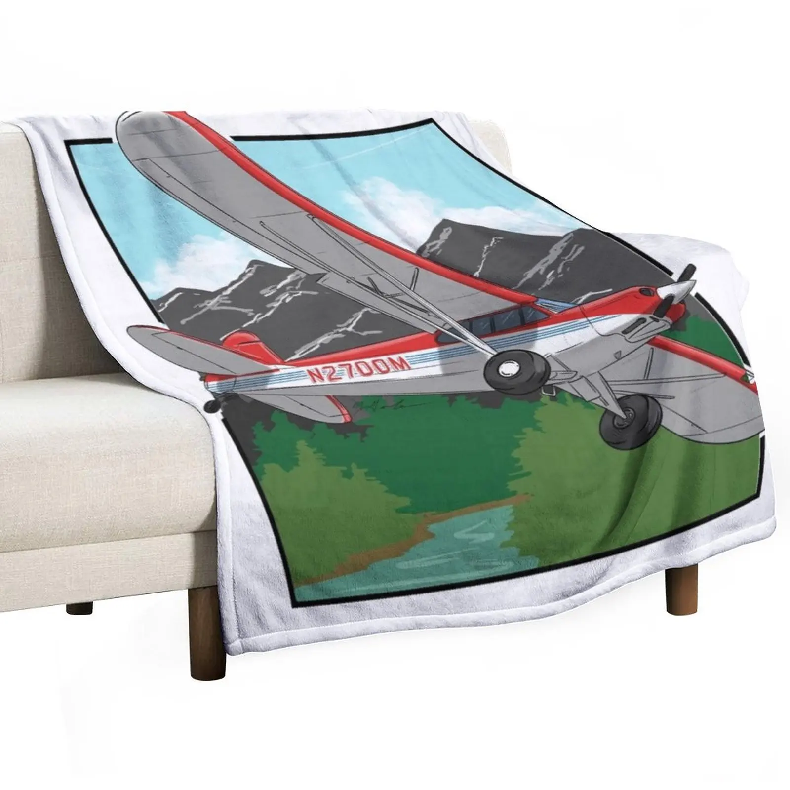 

PA 18 Super Cub N2700M Throw Blanket Plush Summer Beddings Softest christmas gifts Blankets