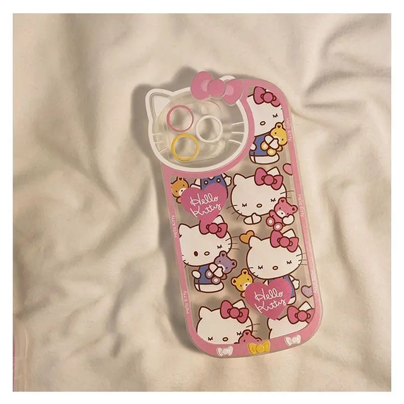 Sanrio Hello Kitty Kawaii Happy Phone Case For iPhone 15 14 13 12 11 Pro Max 7 8 Plus XR XS MAX Y2K Girl Anti Fall Back Cover