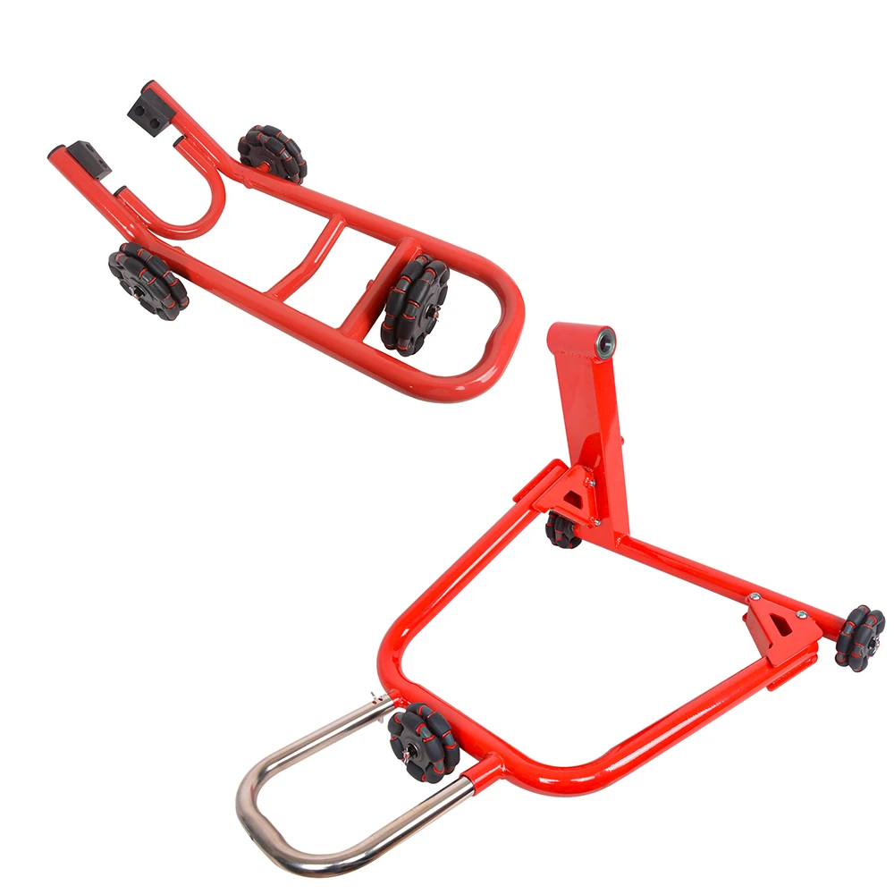 Motorcycle Front & Rear Stand Set 360° Movable Lift Stands, Revolutionary Heavy Duty Motorcycle Stands
