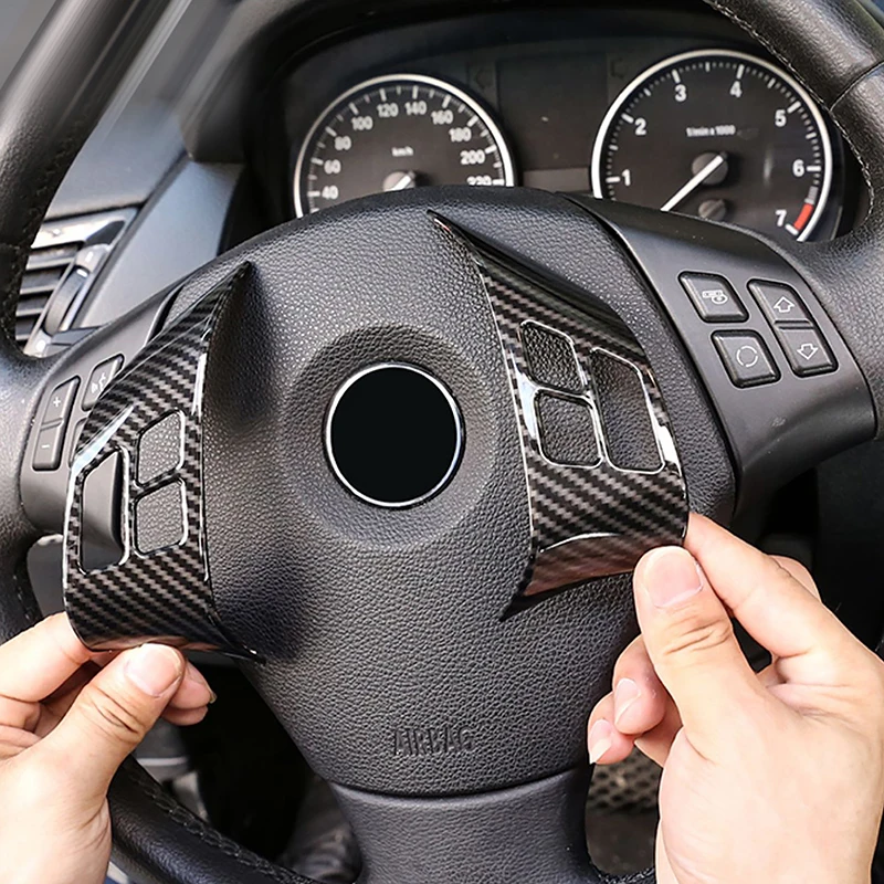 

For BMW 3 Series E90 X1 E84 Car Steering Wheel Button Frame Cover Decorative Trim Carbon Pattern Stickers Interior Accessories