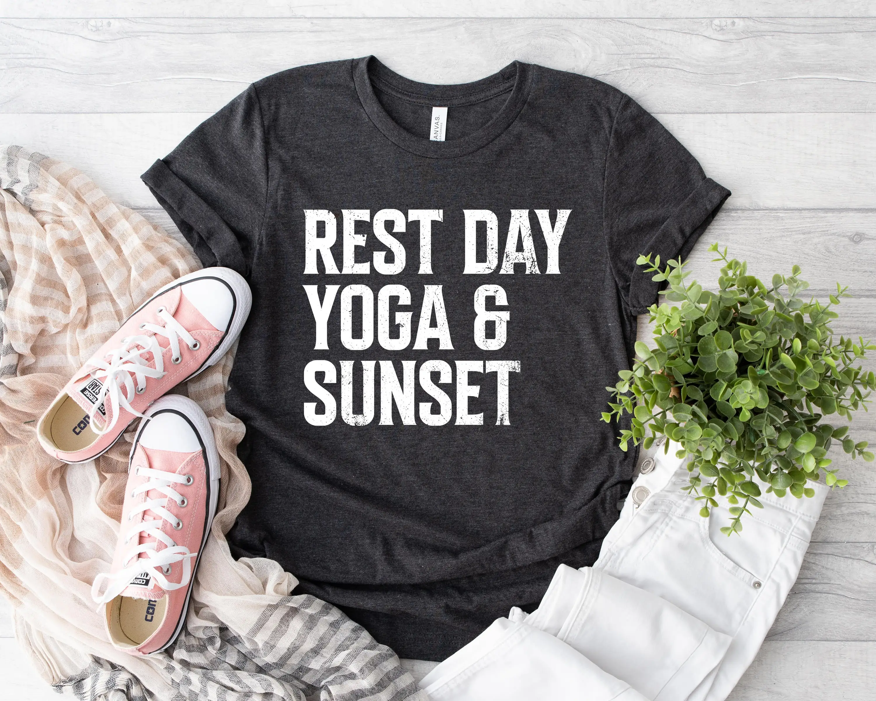 Rest Day Yoga And Sunset T Shirt For Yogi Motivational Namaste Women Outfit