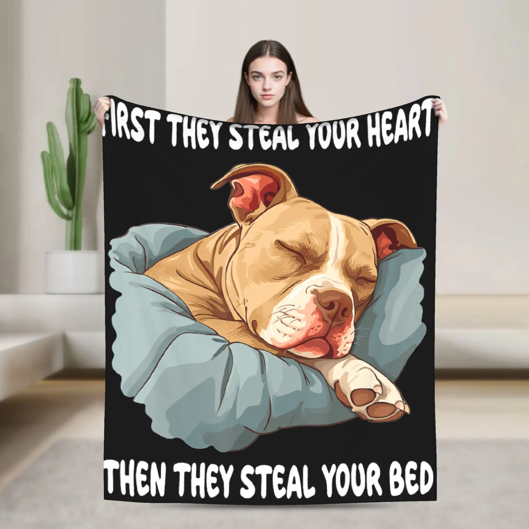 Cozy Blankets Picnic Pitbull Sleeping Pajamas Nightgown Throw Blanket Pattern  Bedspread For Sofa Home